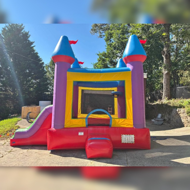 Jelly Bean Castle Bounce House with Dual Lane Water Slide an